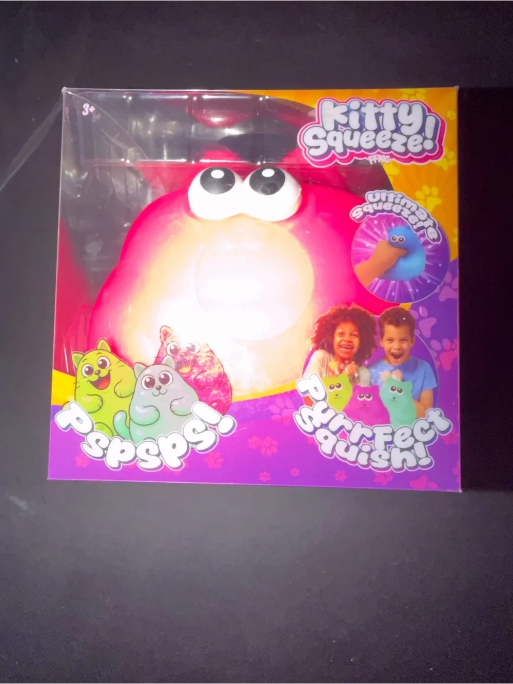 Jumbo Squeeze Kitty Squeeze Bright Hot Pink Plush Toy